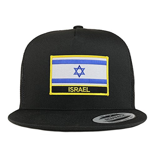 Trendy Apparel Shop Israel Flag 5 Panel Flatbill Trucker Mesh Snapback Cap