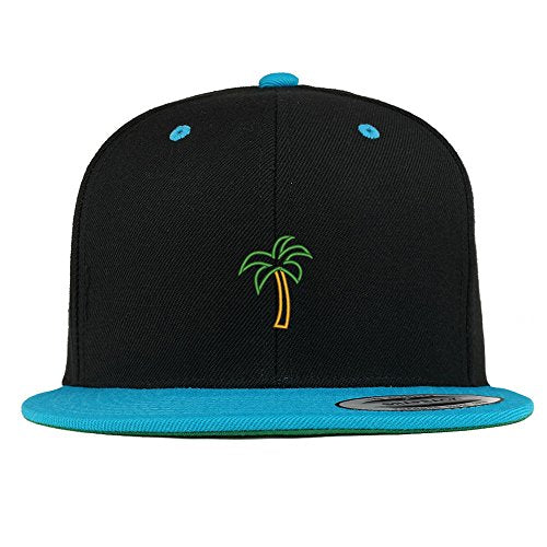 Trendy Apparel Shop Palm Tree Embroidered Premium 2-Tone Flat Bill Snapback Cap