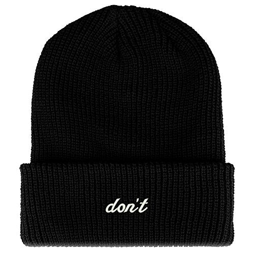 Trendy Apparel Shop Don't Embroidered Ribbed Cuffed Knit Beanie