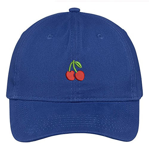 Trendy Apparel Shop Cherry Embroidered Low Profile Soft Cotton Brushed Baseball Cap