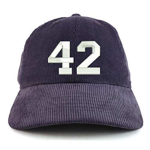 Trendy Apparel Shop Number 42 Collegiate Varsity Font Corduroy Unstructured Cap