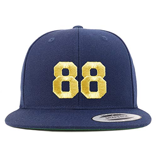 Trendy Apparel Shop Number 88 Gold Thread Flat Bill Snapback Baseball Cap