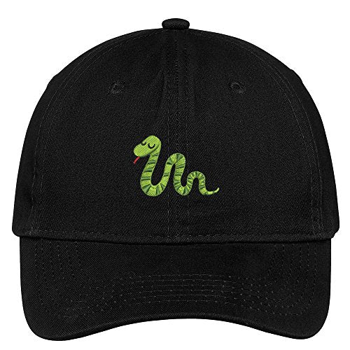 Trendy Apparel Shop Slithering Snake Embroidered Soft Crown 100% Brushed Cotton Cap