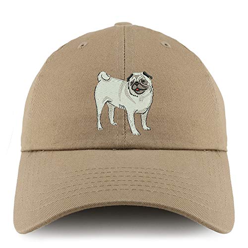 Trendy Apparel Shop Pug Dog Embroidered Low Profile Soft Cotton Dad Hat Cap