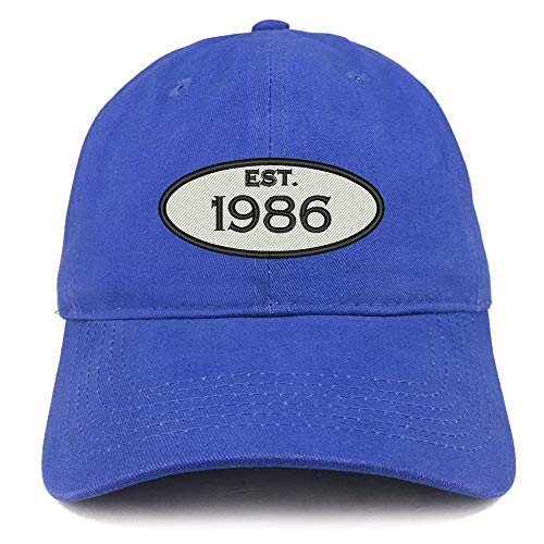 Trendy Apparel Shop 35th Birthday Established 1986 Soft Crown Brushed Cotton Cap