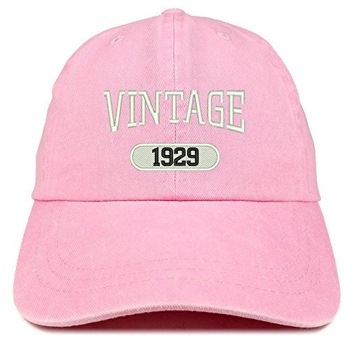 Trendy Apparel Shop Vintage 1929 Embroidered 92nd Birthday Soft Crown Washed Cotton Cap