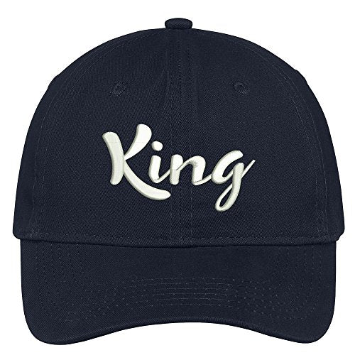 Trendy Apparel Shop King Script Embroidered Soft Crown 100% Brushed Cotton Cap