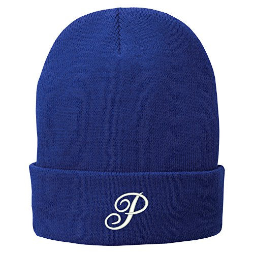 Trendy Apparel Shop Letter P Embroidered Winter Knitted Long Beanie