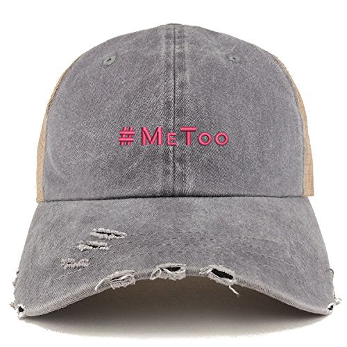 Trendy Apparel Shop MeToo Movement Hot Pink Embroidered Frayed Bill Trucker Mesh Cap