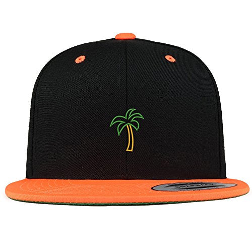 Trendy Apparel Shop Palm Tree Embroidered Premium 2-Tone Flat Bill Snapback Cap