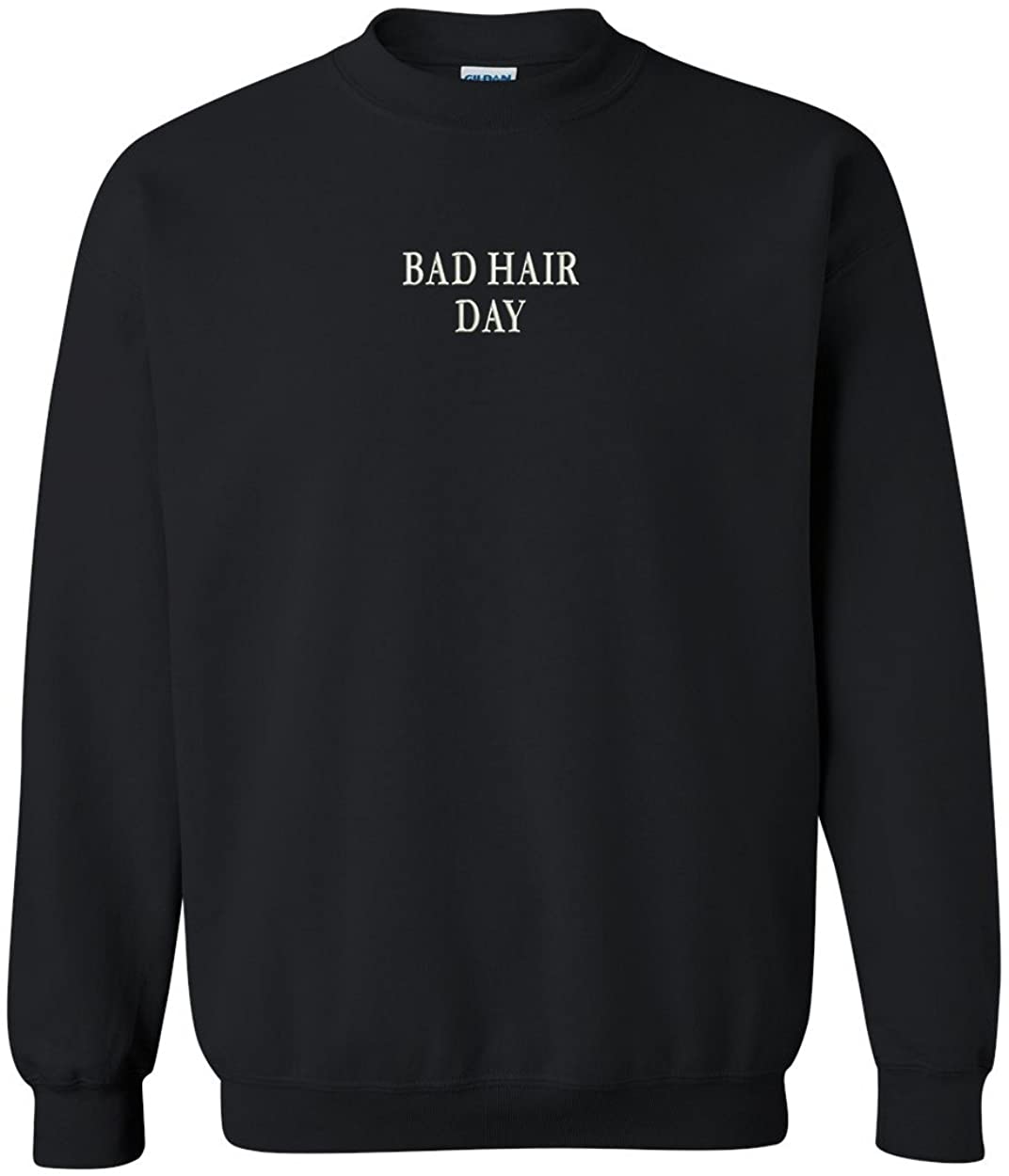 Trendy Apparel Shop Bad Hair Day Embroidered Crewneck Sweatshirt