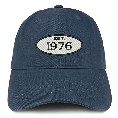 Trendy Apparel Shop 45th Birthday Established 1976 Soft Crown Brushed Cotton Cap