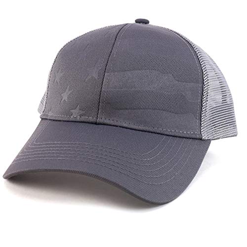 Trendy Apparel Shop Debossed Stars and Striped Trucker Mesh Back Baseball Cap