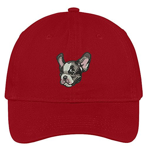 Trendy Apparel Shop French Bulldog Head Embroidered Low Profile Soft Cotton Brushed Cap