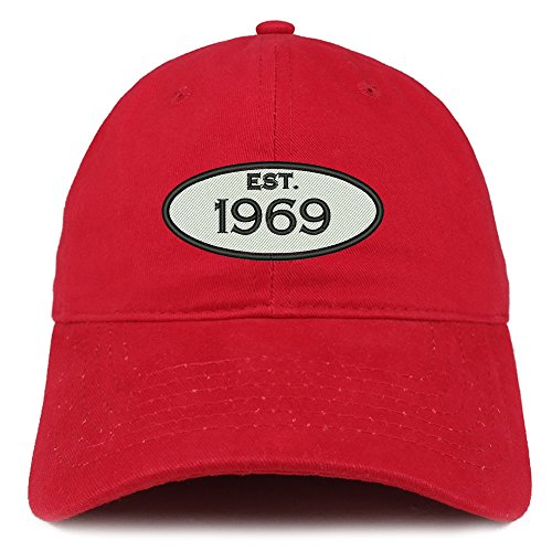 Trendy Apparel Shop Established 1969 Embroidered 52nd Birthday Gift Soft Crown Cotton Cap