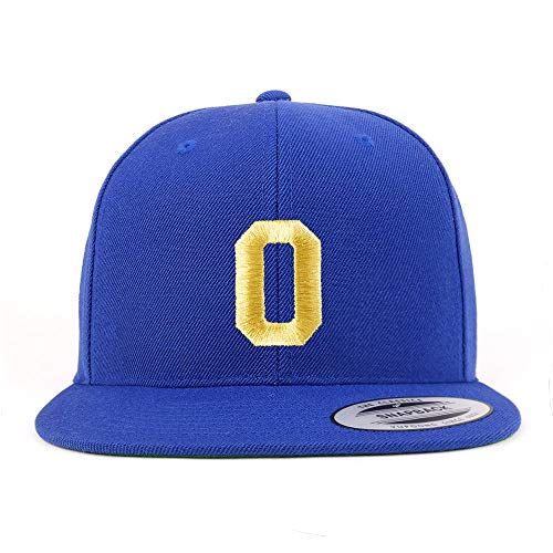 Trendy Apparel Shop Number 0 Gold Thread Flat Bill Snapback Baseball Cap