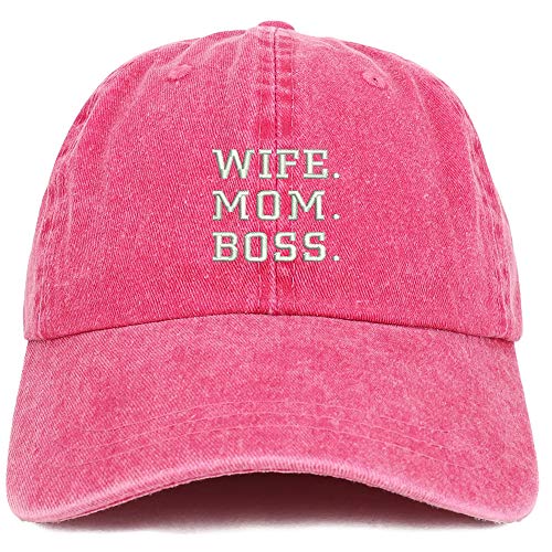 Trendy Apparel Shop Wife Mom Boss Embroidered Washed Cotton Adjustable Cap