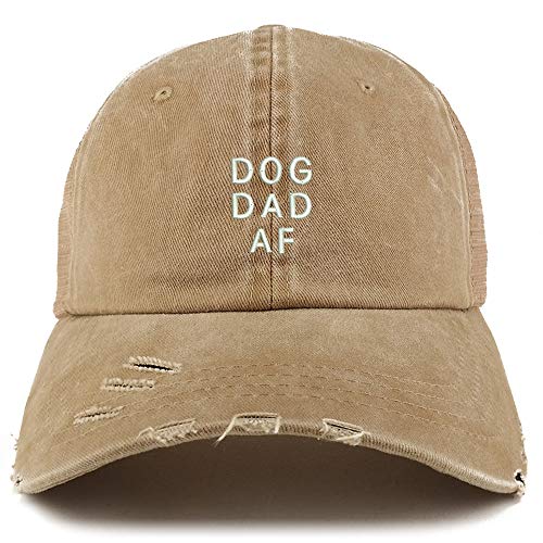 Trendy Apparel Shop Dog Dad AF Washed Front Mesh Back Frayed Bill Cap