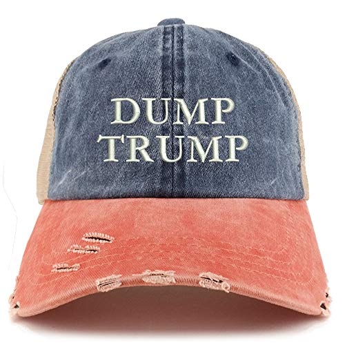 Trendy Apparel Shop Dump Trump Washed Front Frayed Bill Trucker Cap