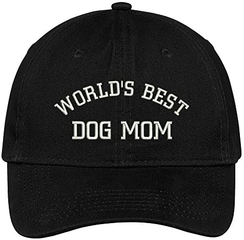 Trendy Apparel Shop World's Best Dog Mom Embroidered Low Profile Deluxe Cotton Cap