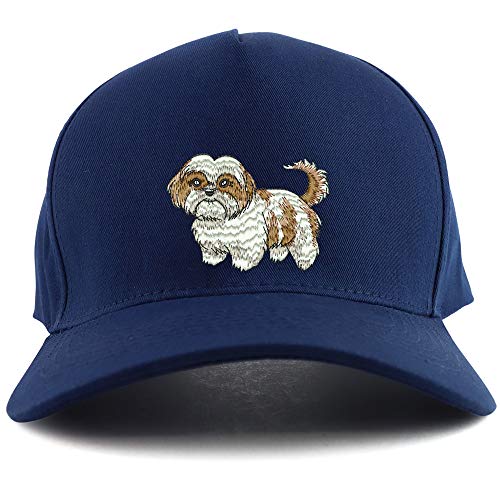 Trendy Apparel Shop Shih Tzu Dog Embroidered Oversized 5 Panel XXL Baseball Cap