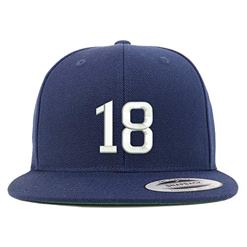 Trendy Apparel Shop Number 18 Embroidered Snapback Flatbill Baseball Cap