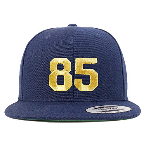 Trendy Apparel Shop Number 85 Gold Thread Flat Bill Snapback Baseball Cap