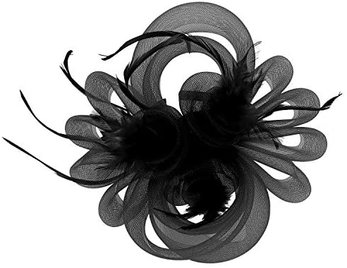 Trendy Apparel Shop Three Feathered Flowers Mesh Loop Fascinator Headband