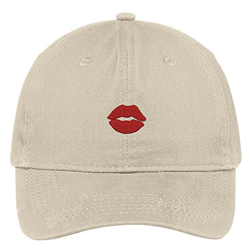 Trendy Apparel Shop Red Lips Embroidered 100% Quality Brushed Cotton Baseball Cap