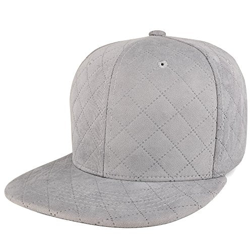 Trendy Apparel Shop Plain Quilted 100% Soft Cotton Structured Flat Bill Snapback Cap