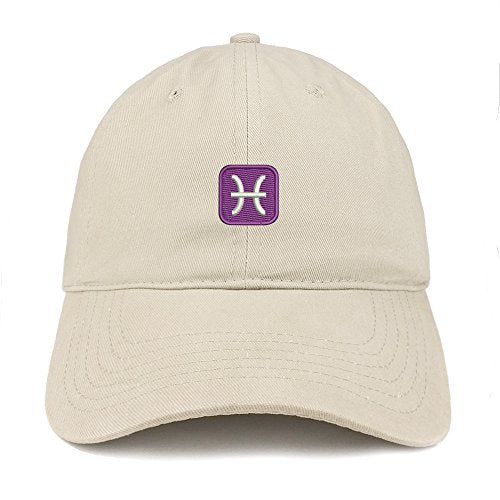 Trendy Apparel Shop Emoticon Pisces Embroidered 100% Soft Brushed Cotton Low Profile Cap