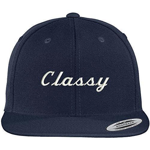 Trendy Apparel Shop Classy Embroidered Flat Brim Classic Snapback Cap