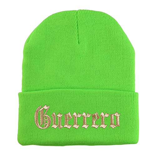 Trendy Apparel Shop Old English Guerrero Gold Embroidered Acrylic Knit Beanie Cap