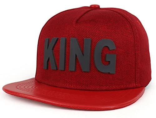 Trendy Apparel Shop King Rubber Text Embroidered Flat Bill Snapback Cap