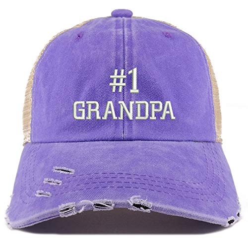 Trendy Apparel Shop Number 1 Grandpa Washed Front Mesh Back Frayed Bill Cap