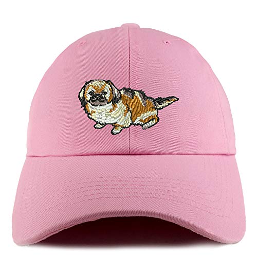 Trendy Apparel Shop Pekingese Dog Embroidered Low Profile Soft Cotton Dad Hat Cap