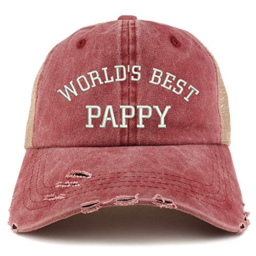 Trendy Apparel Shop World's Best Pappy Washed Front Mesh Back Frayed Bill Cap