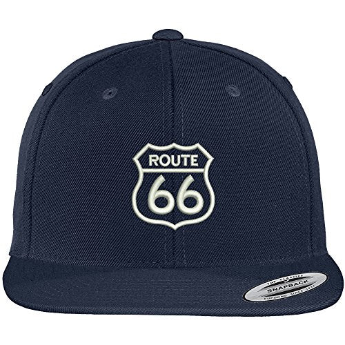 Trendy Apparel Shop Route 66 Embroidered Flat Bill Snapback Baseball Cap