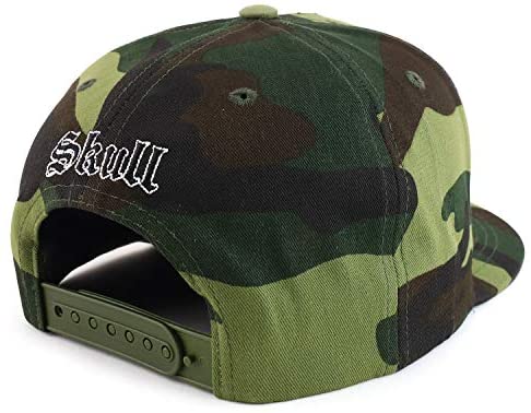 Trendy Apparel Shop Three Skull Embroidered Flatbill Cotton Snapback Cap