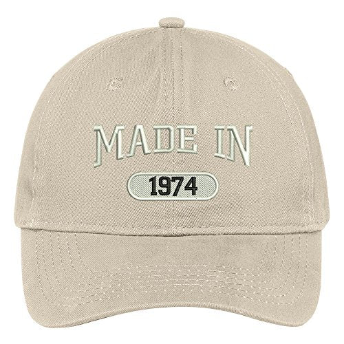 Trendy Apparel Shop 45th Birthday - Made in 1974 Embroidered Low Profile Cotton Baseball Cap