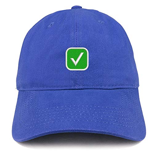 Trendy Apparel Shop Check Mark Embroidered Soft Crown Brushed Cotton Cap