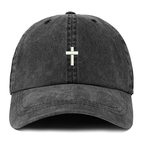 Trendy Apparel Shop XXL Cross Embroidered Unstructured Washed Pigment Dyed Baseball Cap