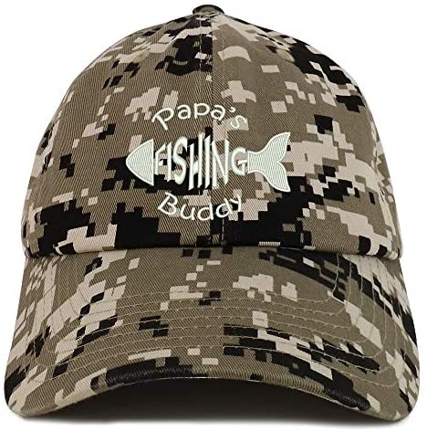 Trendy Apparel Shop Papa's Fishing Buddy Embroidered Soft Crown 100%  Brushed Cotton Cap