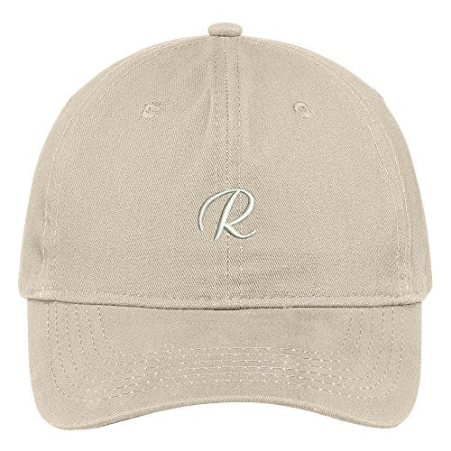 Trendy Apparel Shop Letter R Small Script Font Embroidered Adjustable Cotton Cap