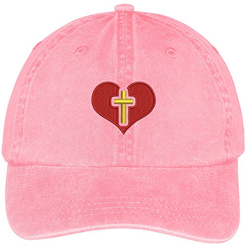 Trendy Apparel Shop Christian Heart Embroidered Soft Crown 100% Brushed Cotton Cap