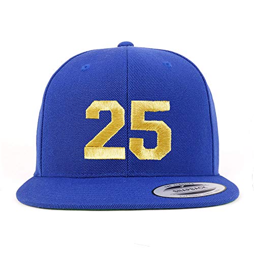 Trendy Apparel Shop Number 25 Gold Thread Flat Bill Snapback Baseball Cap