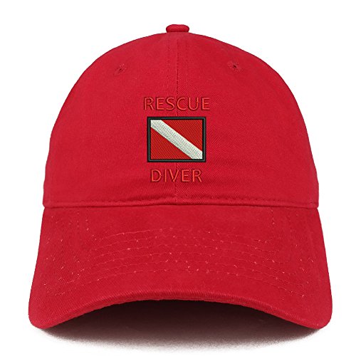 Trendy Apparel Shop Rescue Diver Flag Embroidered Low Profile Soft Cotton Baseball Cap