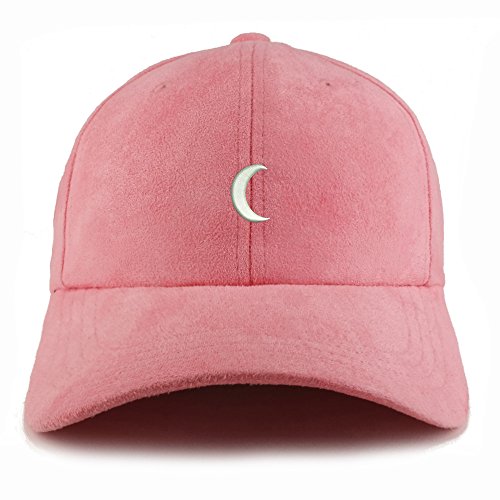 Trendy Apparel Shop Crescent Moon Embroidered Faux Suede Leather Adjustable Cap