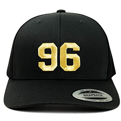 Trendy Apparel Shop Number 96 Gold Thread Embroidered Retro Trucker Mesh Cap