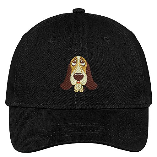 Trendy Apparel Shop Basset Hound Embroidered Low Profile Soft Cotton Brushed Cap